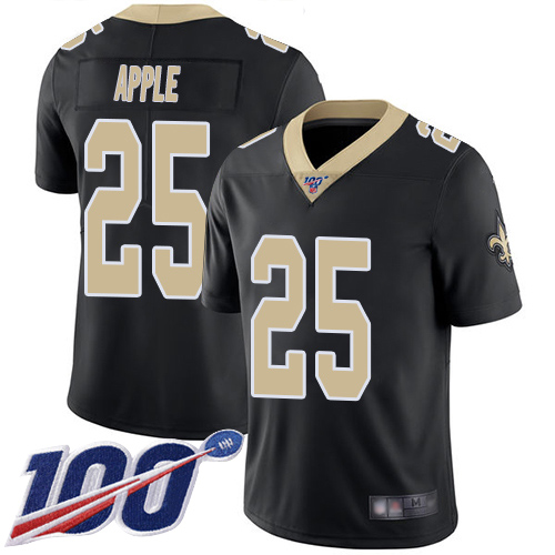 Men New Orleans Saints Limited Black Eli Apple Home Jersey NFL Football #25 100th Season Vapor Untouchable Jersey->nfl t-shirts->Sports Accessory